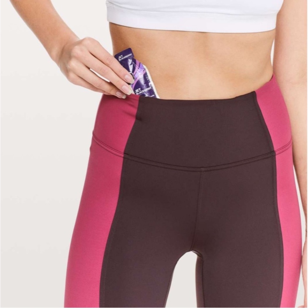 Lululemon Wake & Train Tight *28" Black Satin / Star Ruby Size 8 - Picture 8 of 15